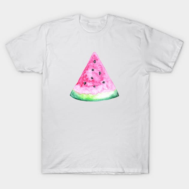 Pink Watercolor Watermelon Slice T-Shirt by Neginmf